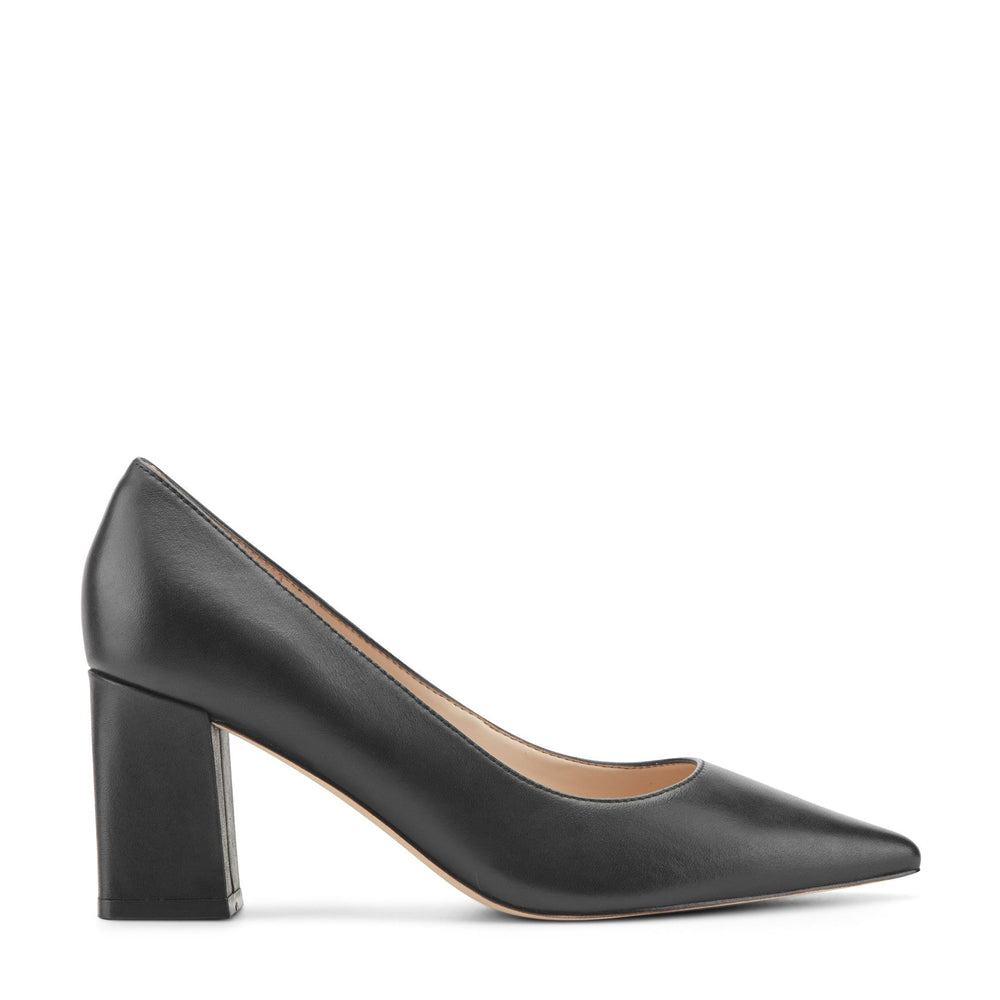 Zala Block Heel Pointy Toe Pump - Black Leather / Marc Fisher On Sale