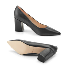 Zala Block Heel Pointy Toe Pump - Black Leather / Marc Fisher On Sale