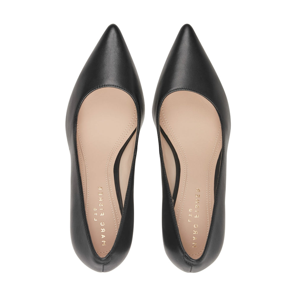 Zala Block Heel Pointy Toe Pump - Black Leather / Marc Fisher On Sale