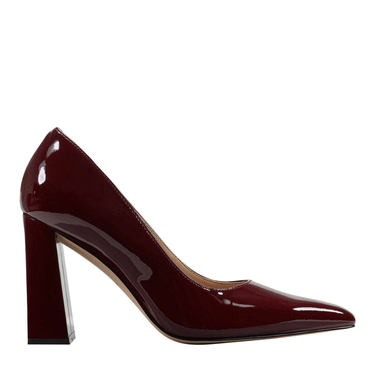 Minny Leather Block Heel Pump - Merlot Patent Leather / Marc Fisher Discount