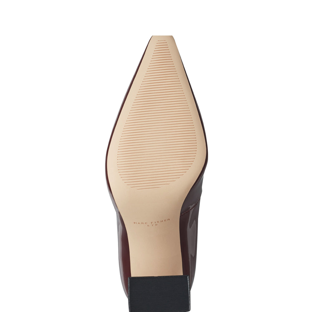 Minny Leather Block Heel Pump - Merlot Patent Leather / Marc Fisher Discount