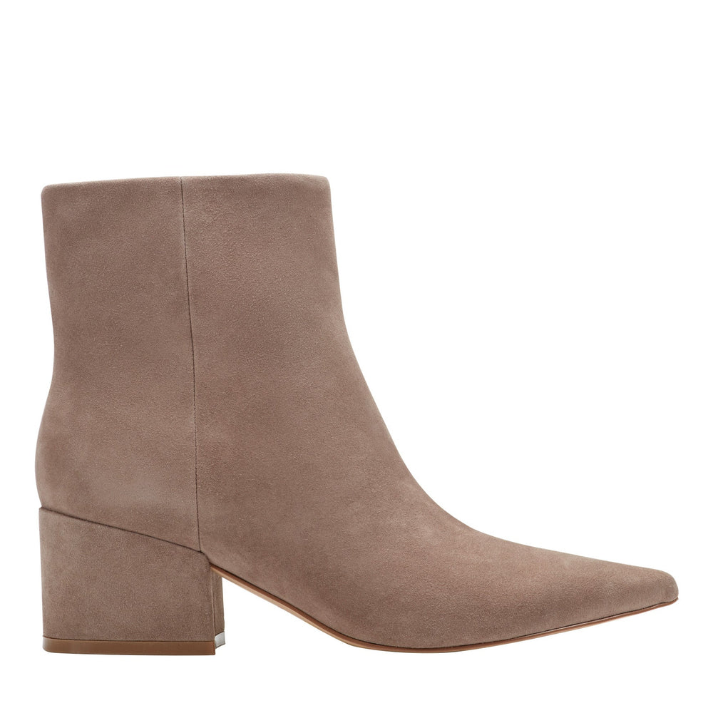 Alfie Block Heel Leather Ankle Bootie - Taupe Suede / Marc Fisher Online