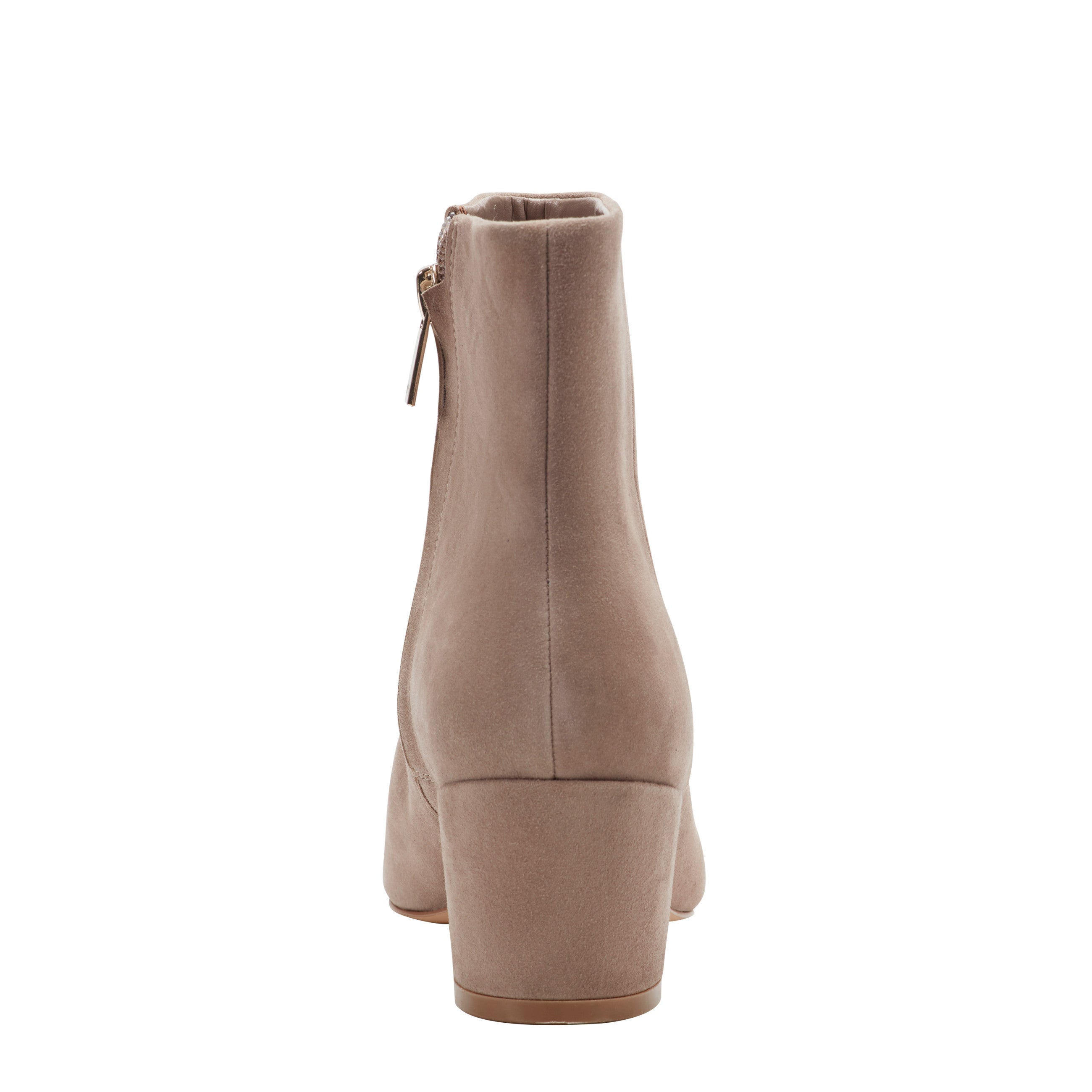 Alfie Block Heel Leather Ankle Bootie - Taupe Suede / Marc Fisher Online