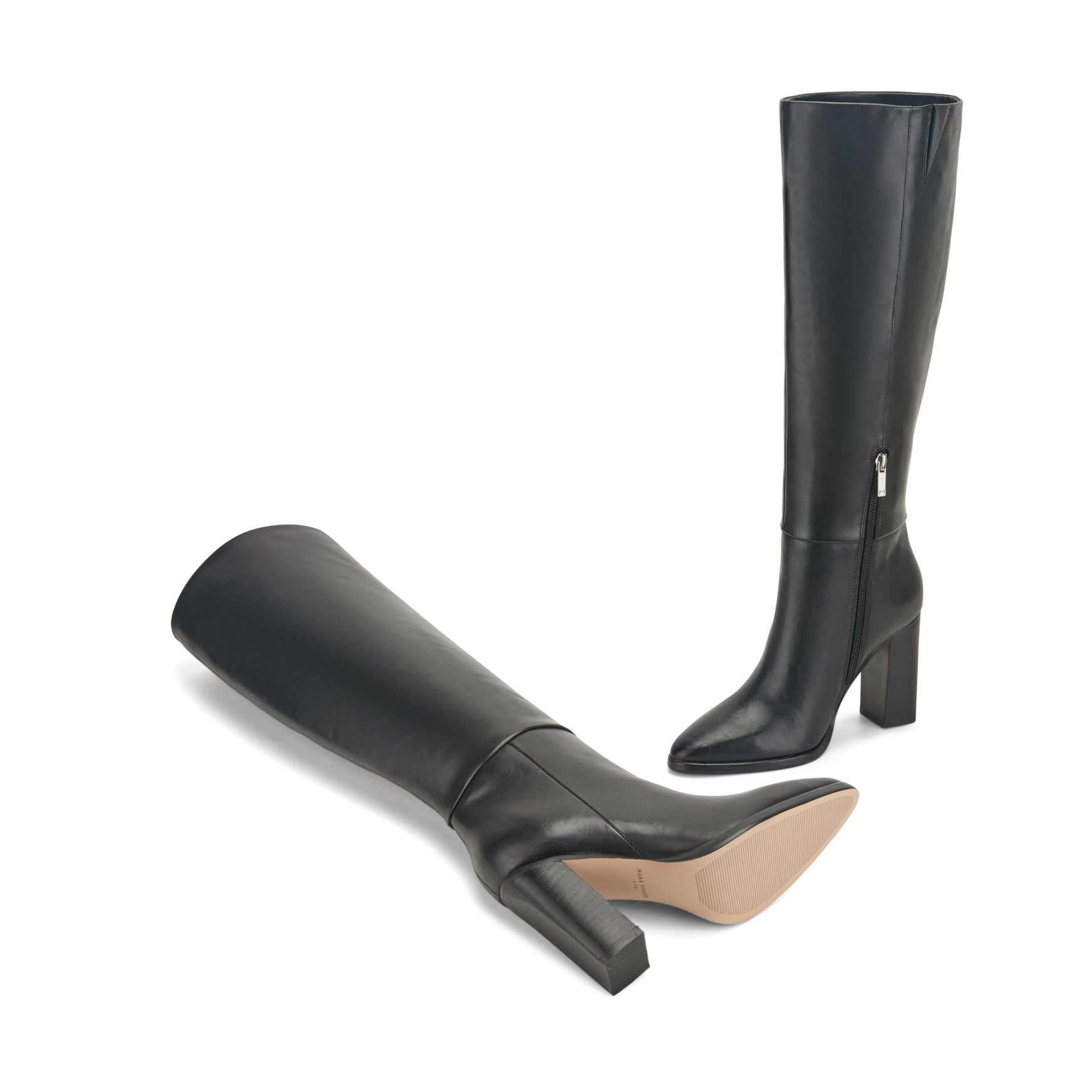 Lannie Wide Calf Dress Leather Boot - Black Leather / Marc Fisher For Sale