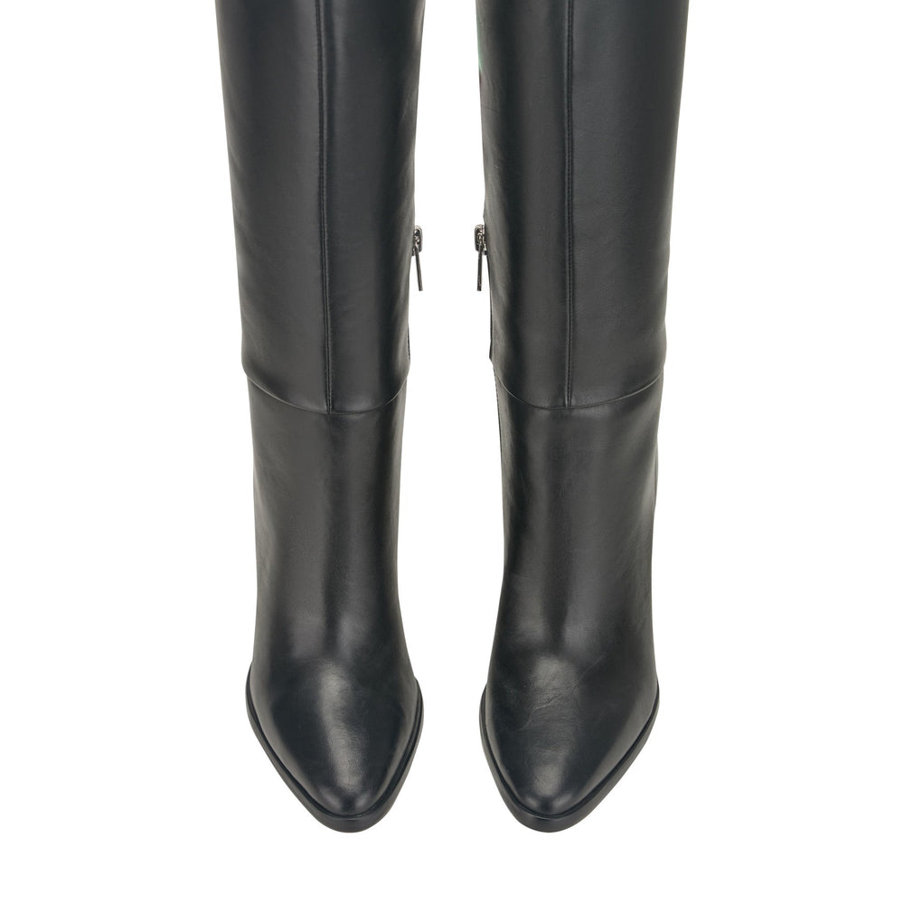 Lannie Wide Calf Dress Leather Boot - Black Leather / Marc Fisher For Sale