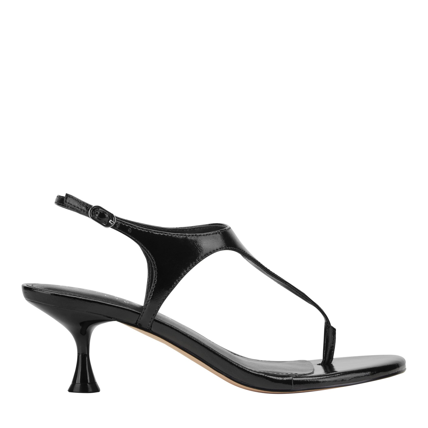 Pelysa Leather Heeled Thong Sandal - Black Patent Leather / Marc Fisher US