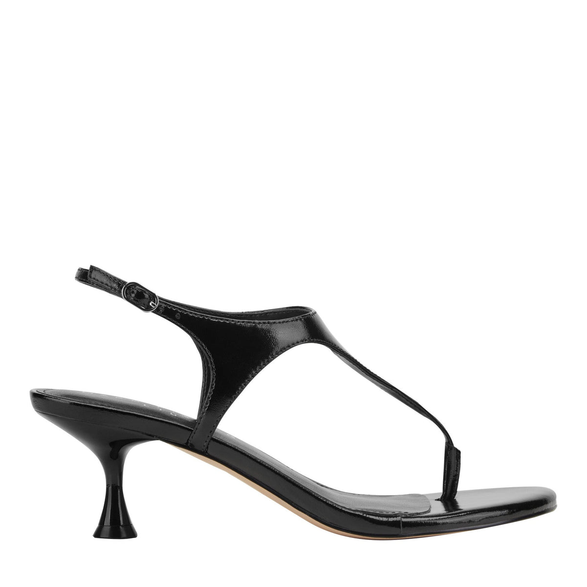 Pelysa Leather Heeled Thong Sandal - Black Patent Leather / Marc Fisher US