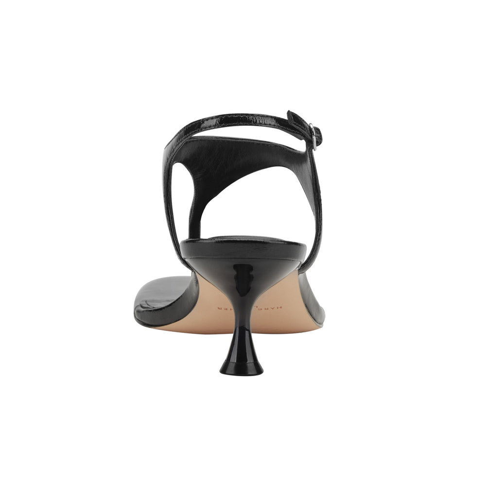 Pelysa Leather Heeled Thong Sandal - Black Patent Leather / Marc Fisher US