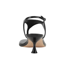 Pelysa Leather Heeled Thong Sandal - Black Patent Leather / Marc Fisher US