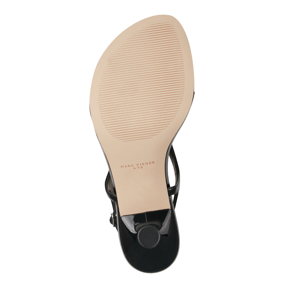 Pelysa Leather Heeled Thong Sandal - Black Patent Leather / Marc Fisher US