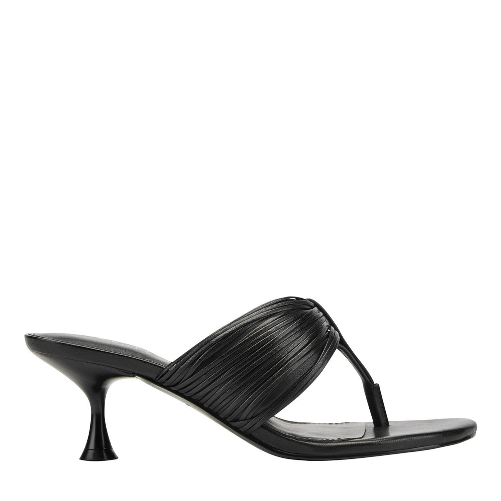 Pamilla Leather Heeled Thong Sandal - Black Leather / Marc Fisher On Sale