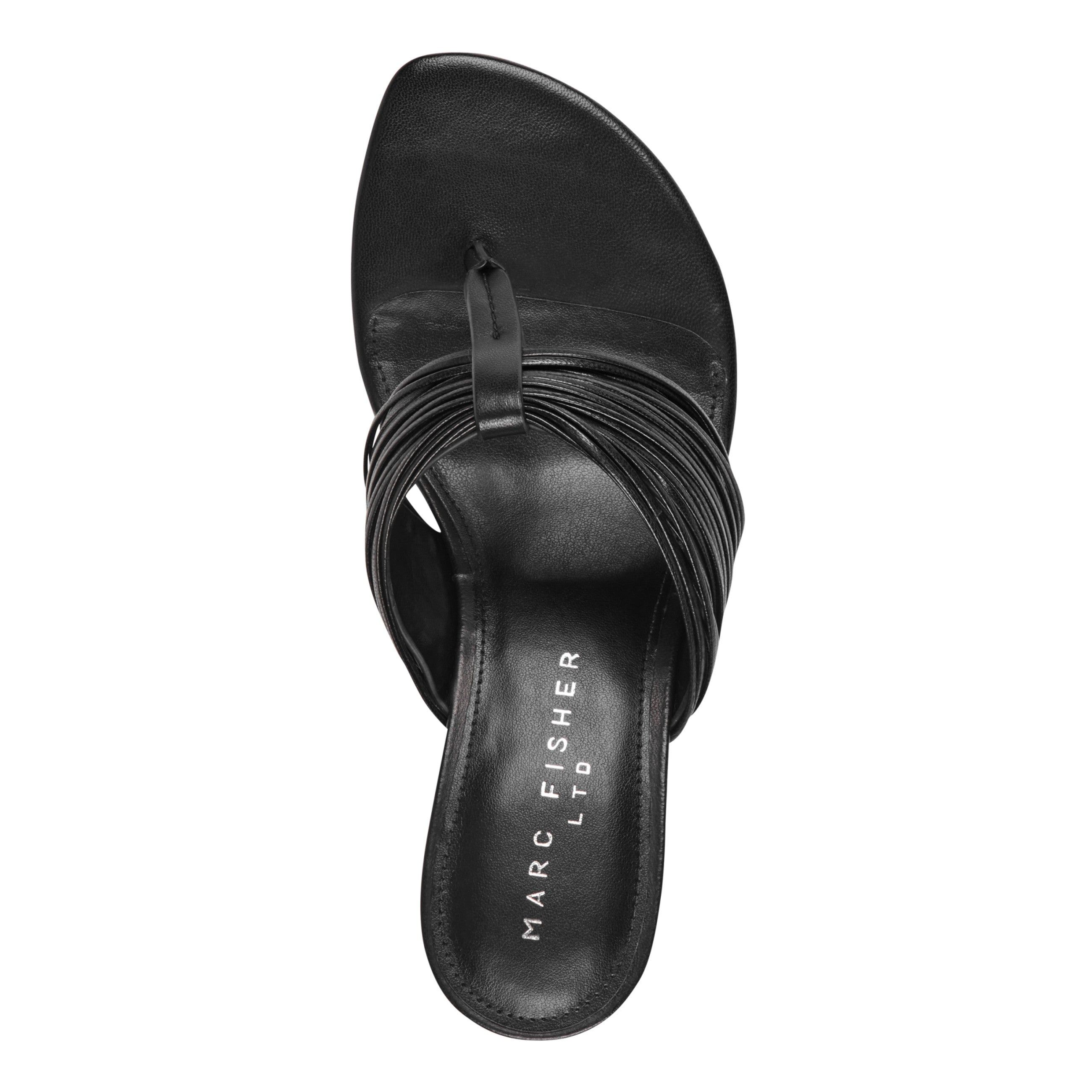 Pamilla Leather Heeled Thong Sandal - Black Leather / Marc Fisher On Sale