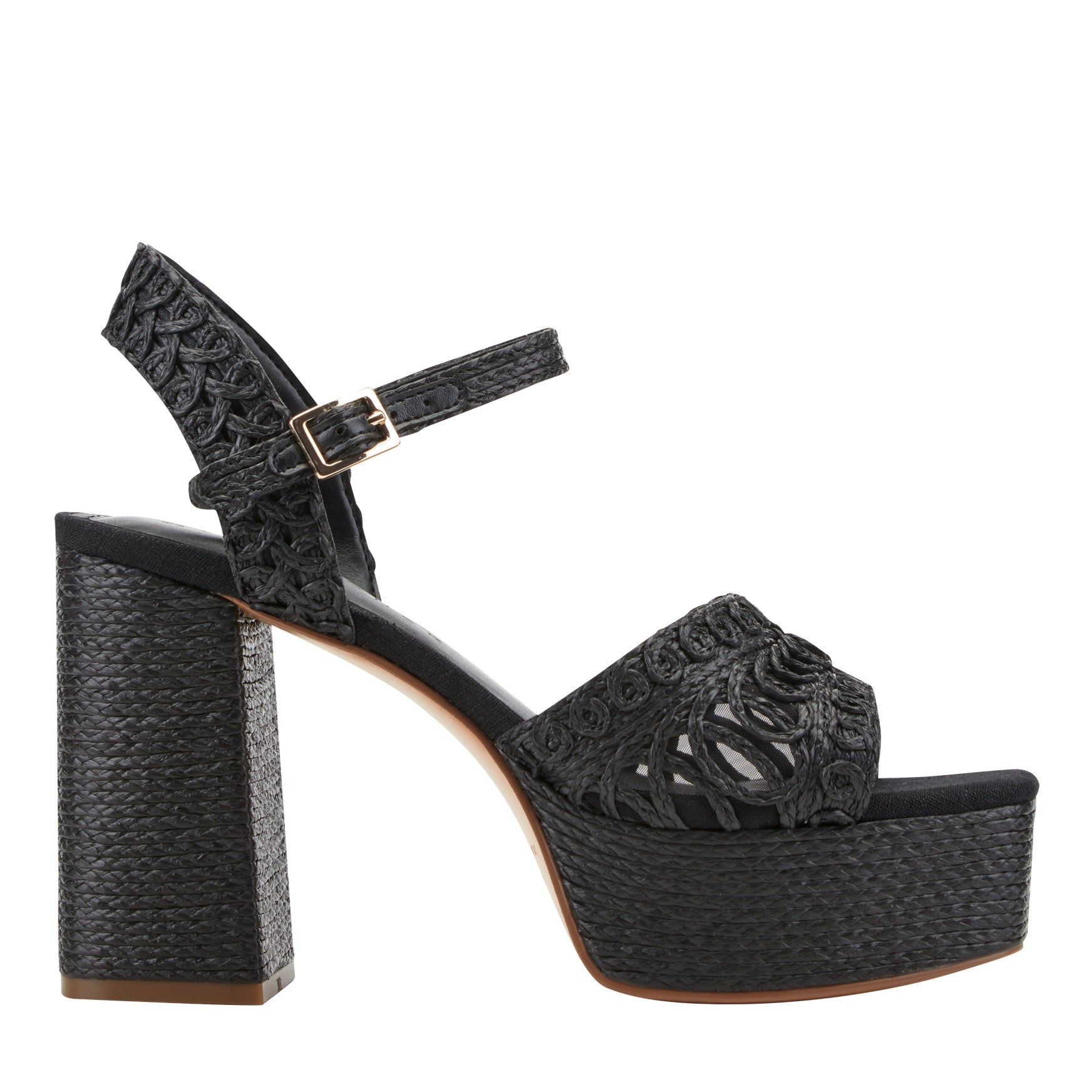 Chayse Platform Sandal - Black Raffia / Marc Fisher Online