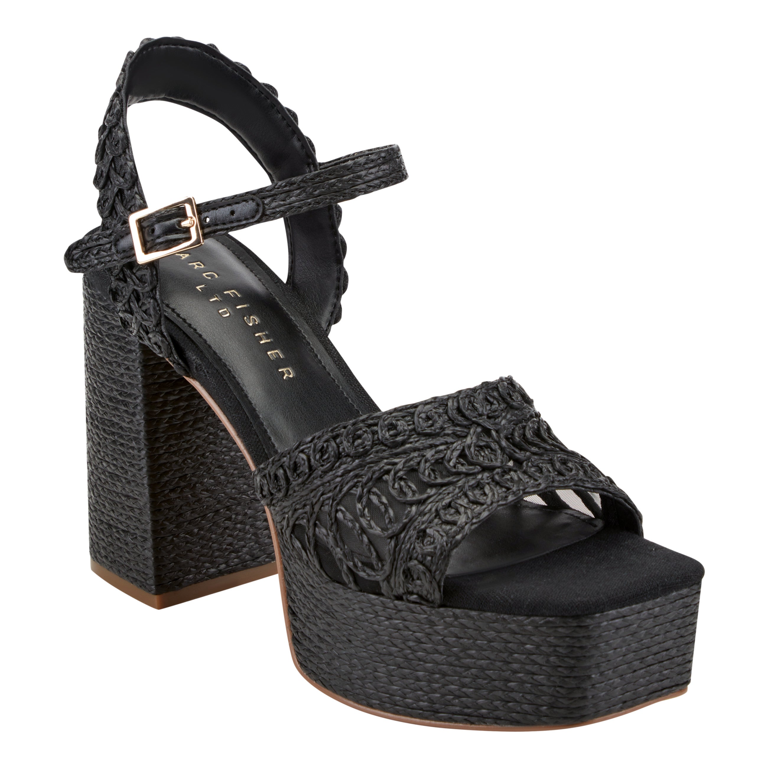 Chayse Platform Sandal - Black Raffia / Marc Fisher Online