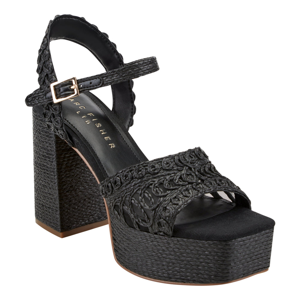 Chayse Platform Sandal - Black Raffia / Marc Fisher Online