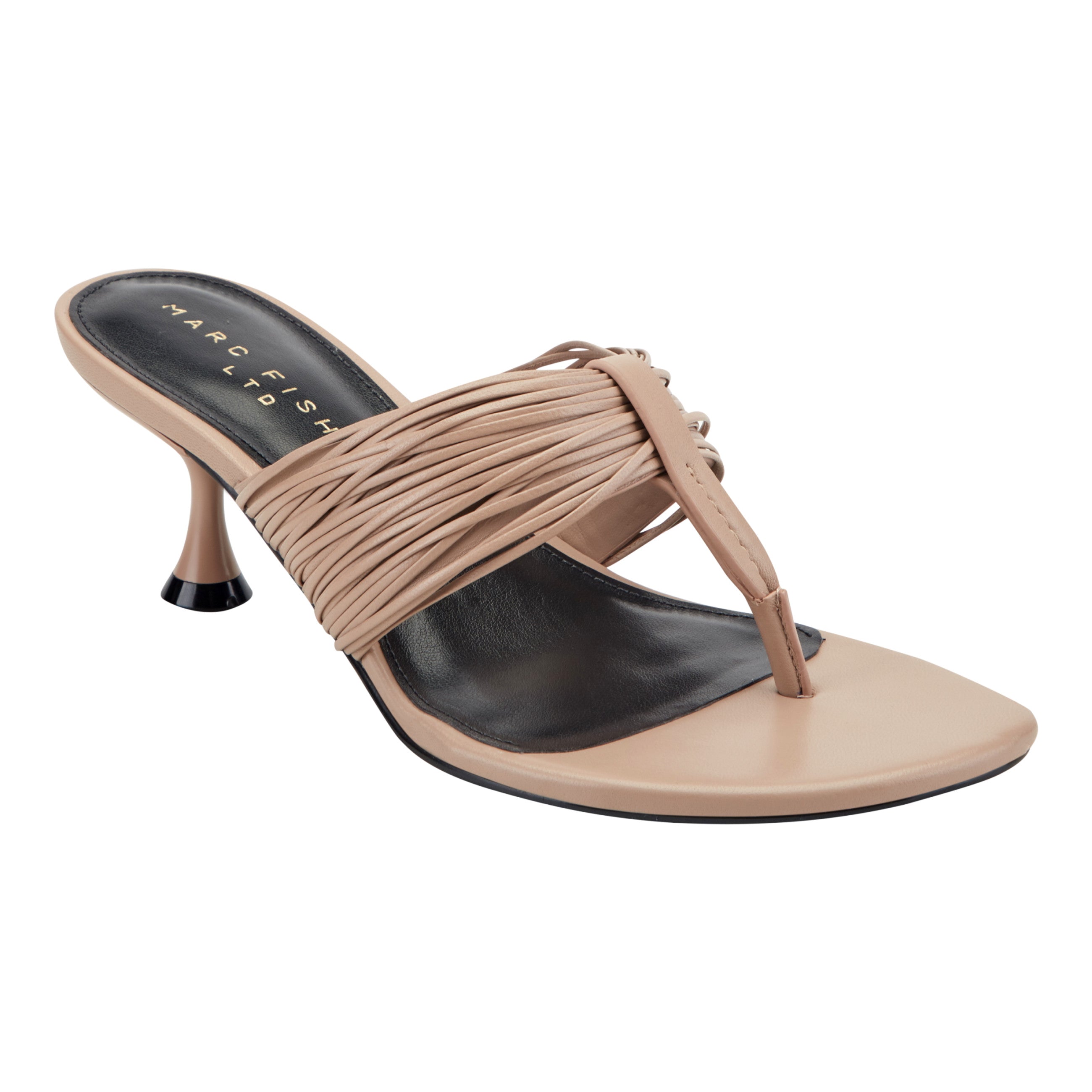 Pamilla Leather Heeled Thong Sandal - Light Brown Leather / Marc Fisher For Sale