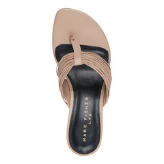 Pamilla Leather Heeled Thong Sandal - Light Brown Leather / Marc Fisher For Sale