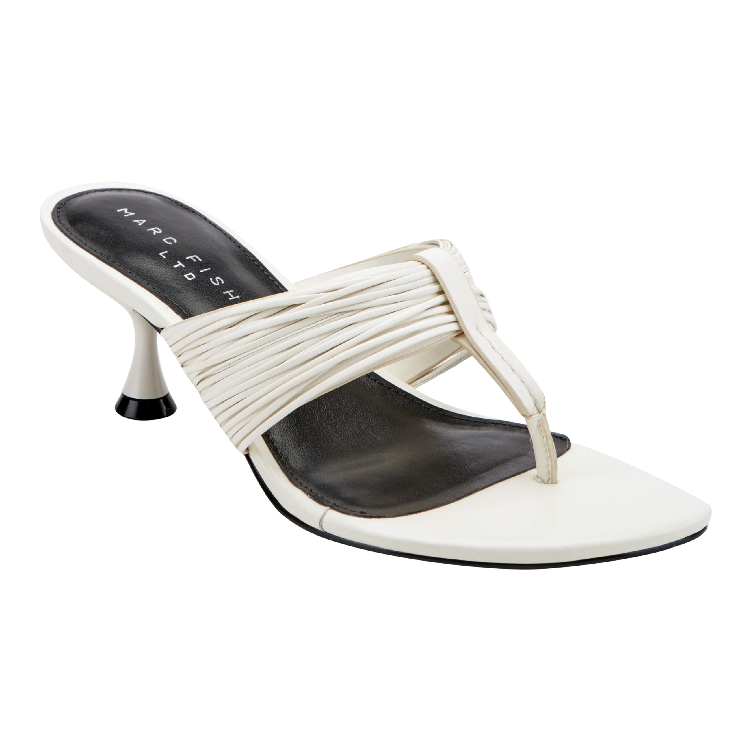Pamilla Leather Heeled Thong Sandal - Cream Leather / Marc Fisher Sale