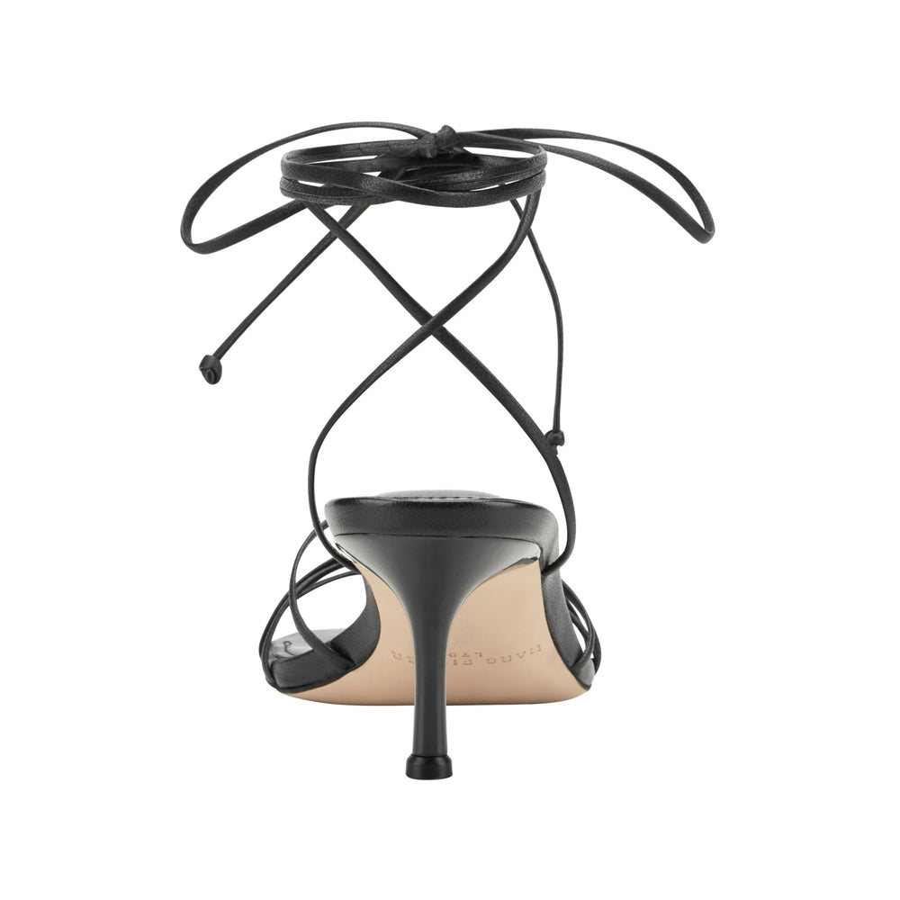 Gineva Leather Ankle Wrap Sandal - Black Leather / Marc Fisher Online