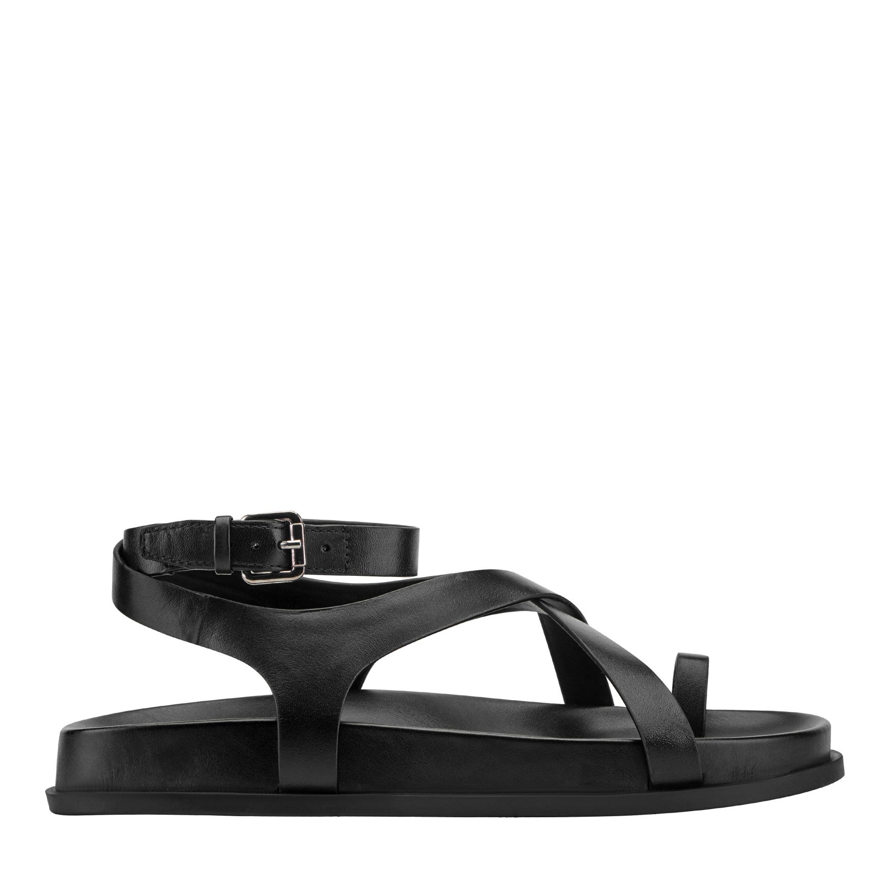 Bevy Footbed Leather Sandal - Black / Marc Fisher For Sale