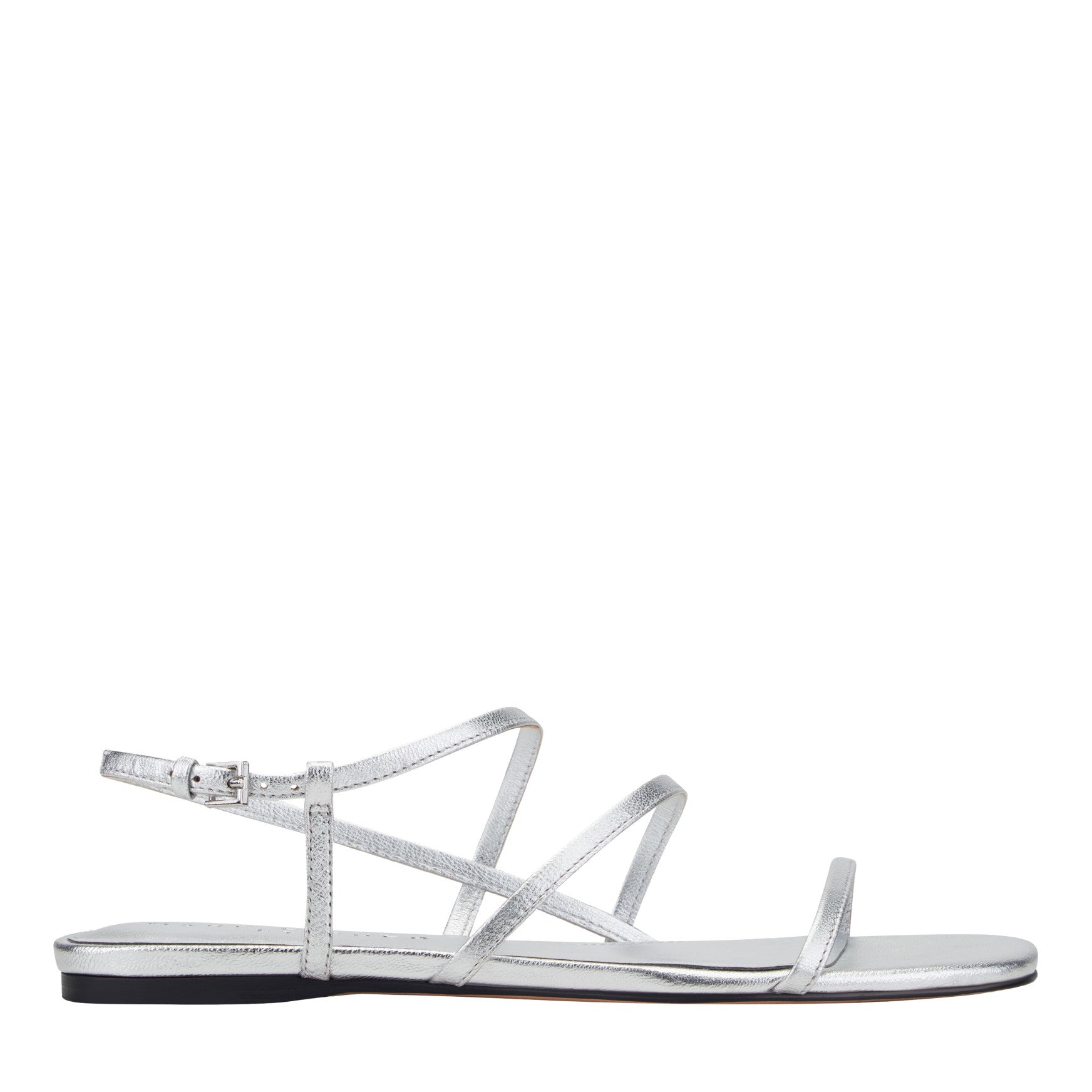 Elysha Leather Flat Sandal - Silver Leather / Marc Fisher US