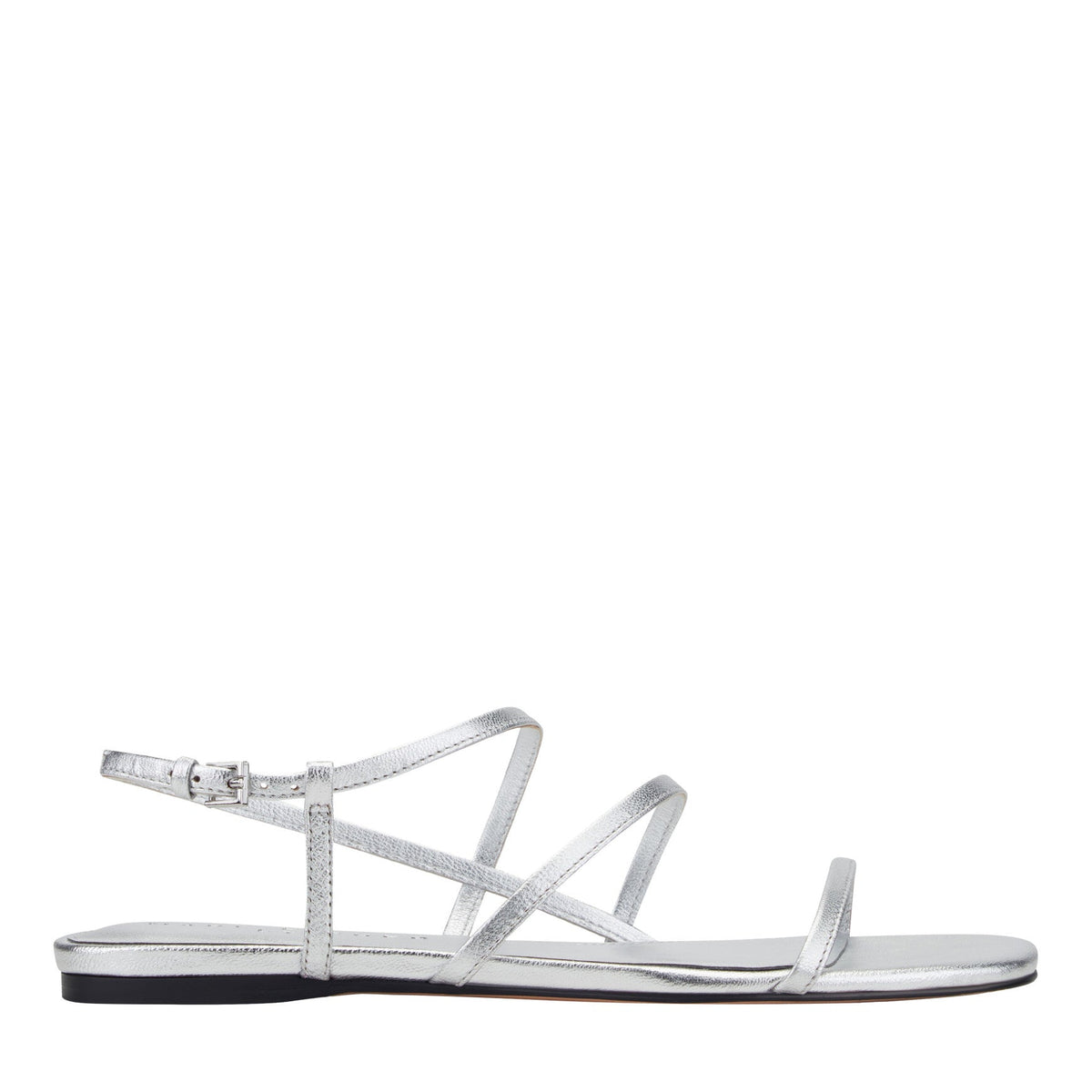 Elysha Leather Flat Sandal - Silver Leather / Marc Fisher US