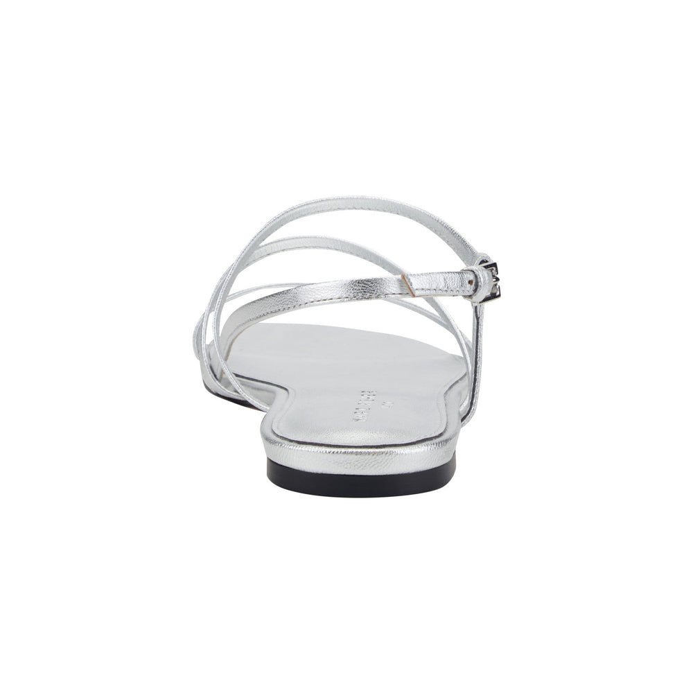 Elysha Leather Flat Sandal - Silver Leather / Marc Fisher US