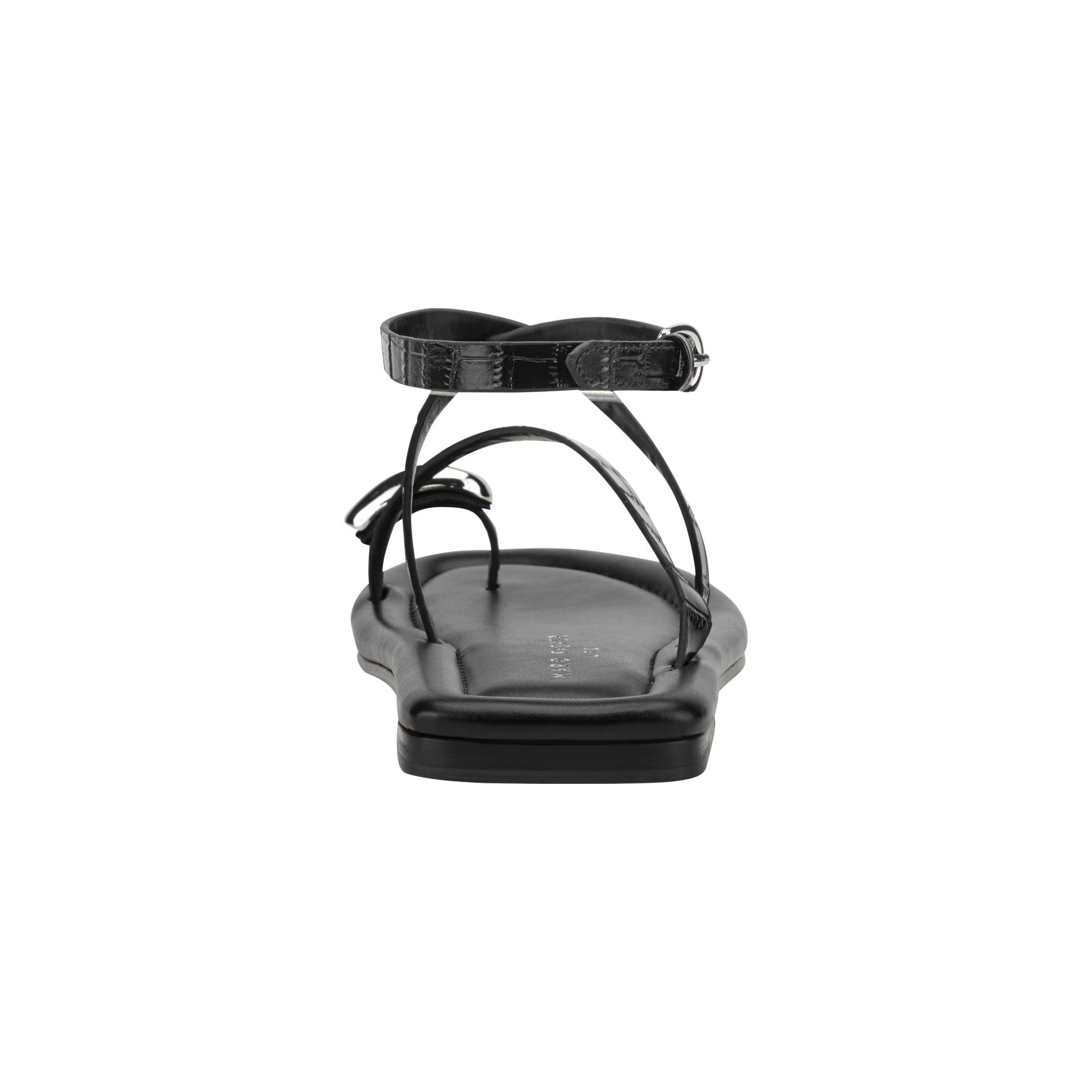 Gynnie Flat Leather Sandal - Black Leather Embossed Croco / Marc Fisher On Sale