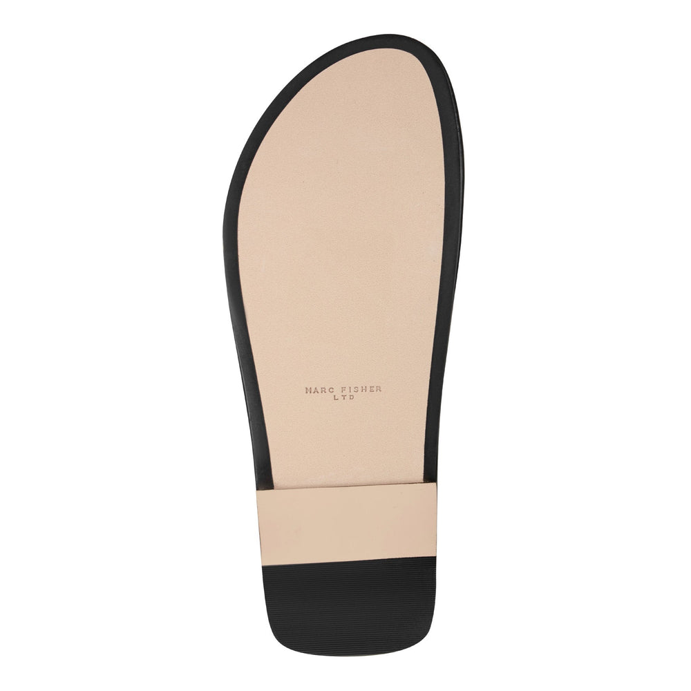 Gynnie Flat Leather Sandal - Black Leather Embossed Croco / Marc Fisher On Sale