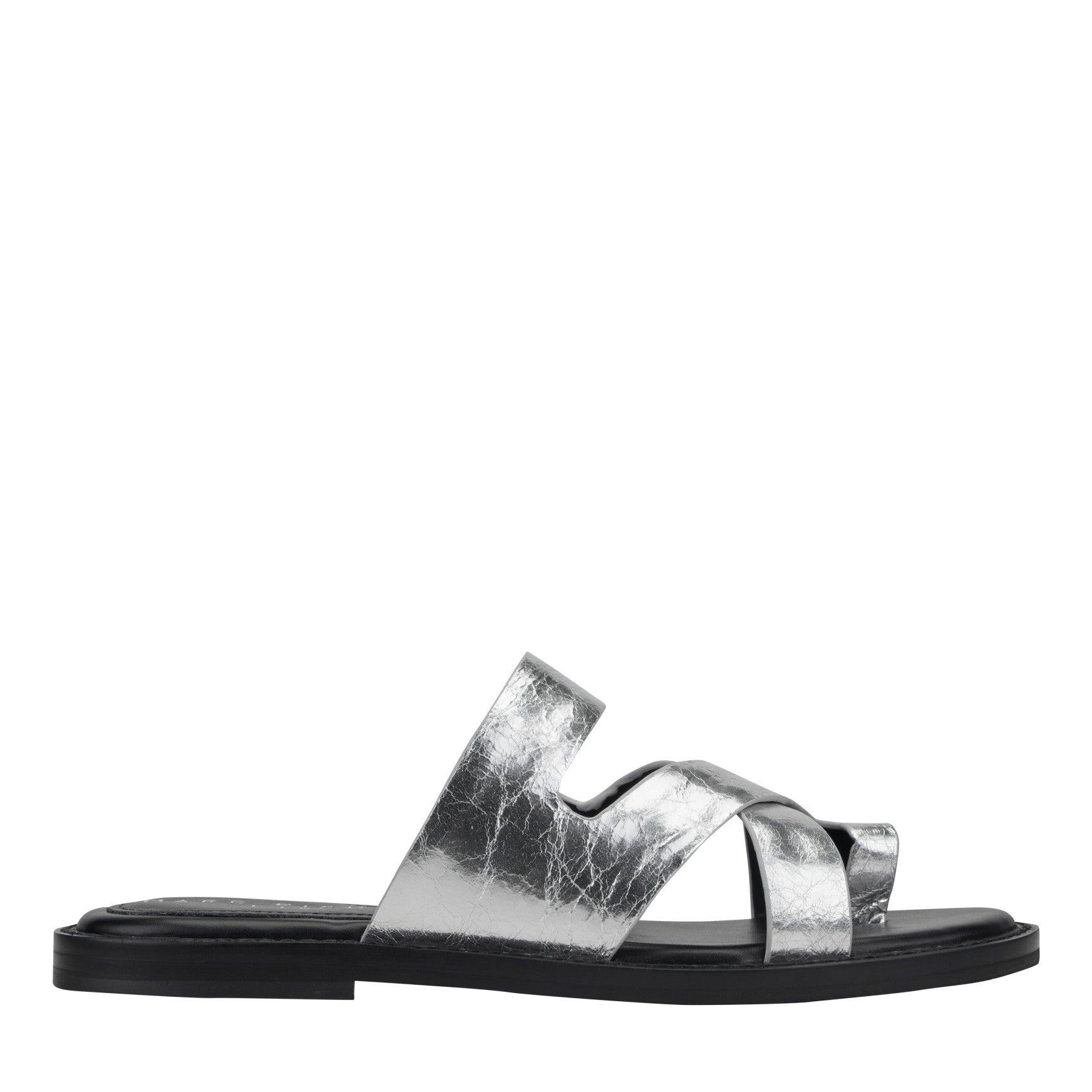 Genella Flat Leather Sandal - Silver Leather / Marc Fisher Online