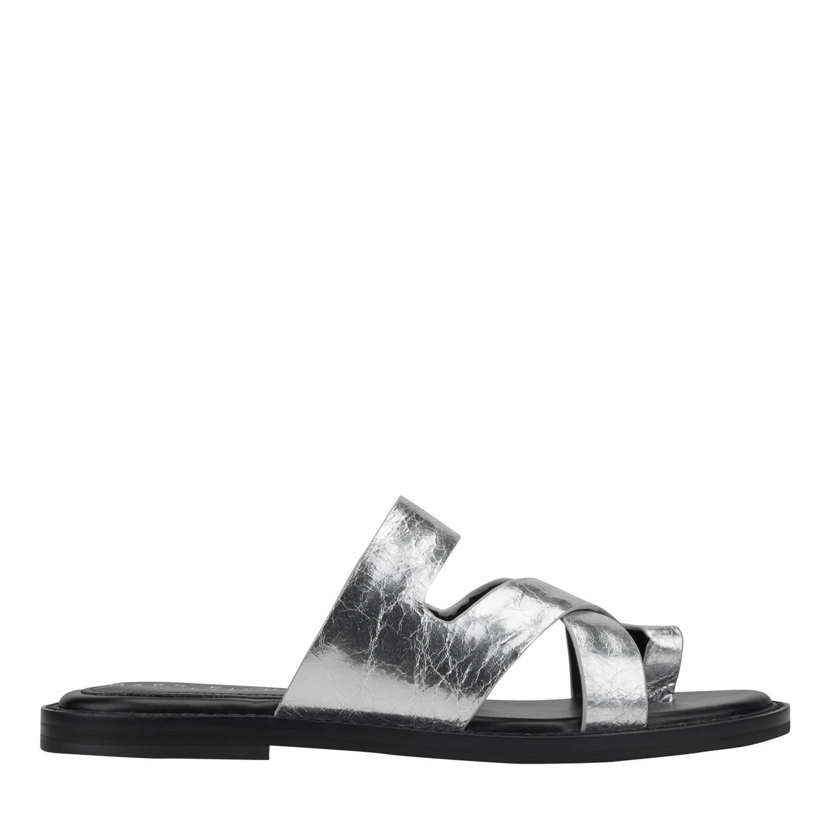 Genella Flat Leather Sandal - Silver Leather / Marc Fisher Online