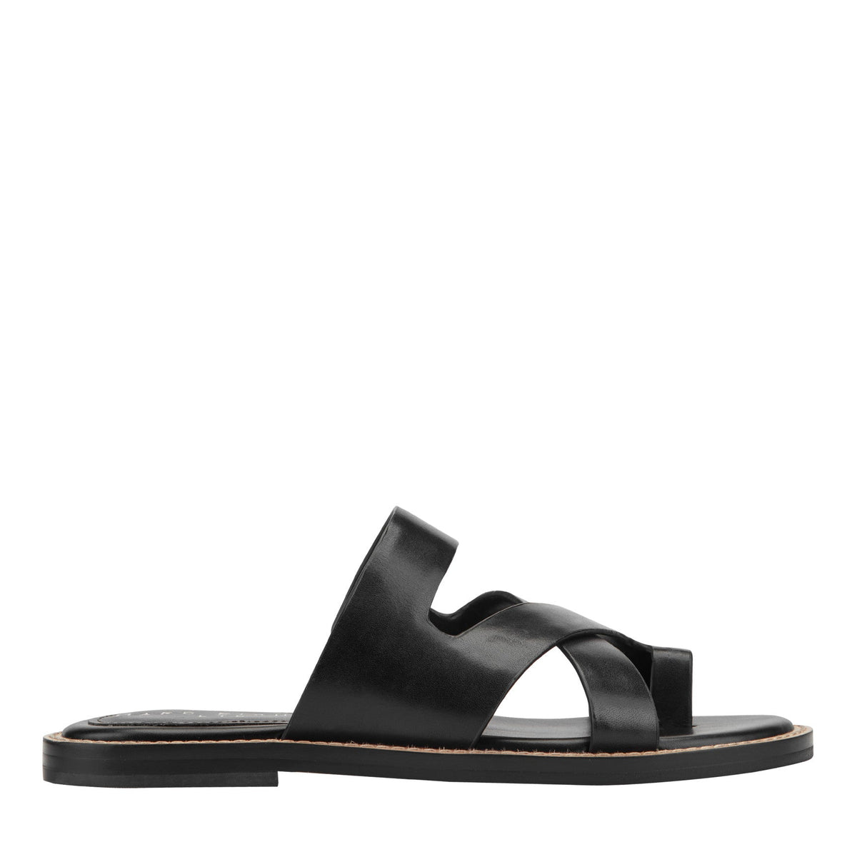 Genella Flat Leather Sandal - Black Leather / Marc Fisher For Sale