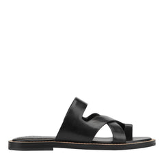 Genella Flat Leather Sandal - Black Leather / Marc Fisher For Sale