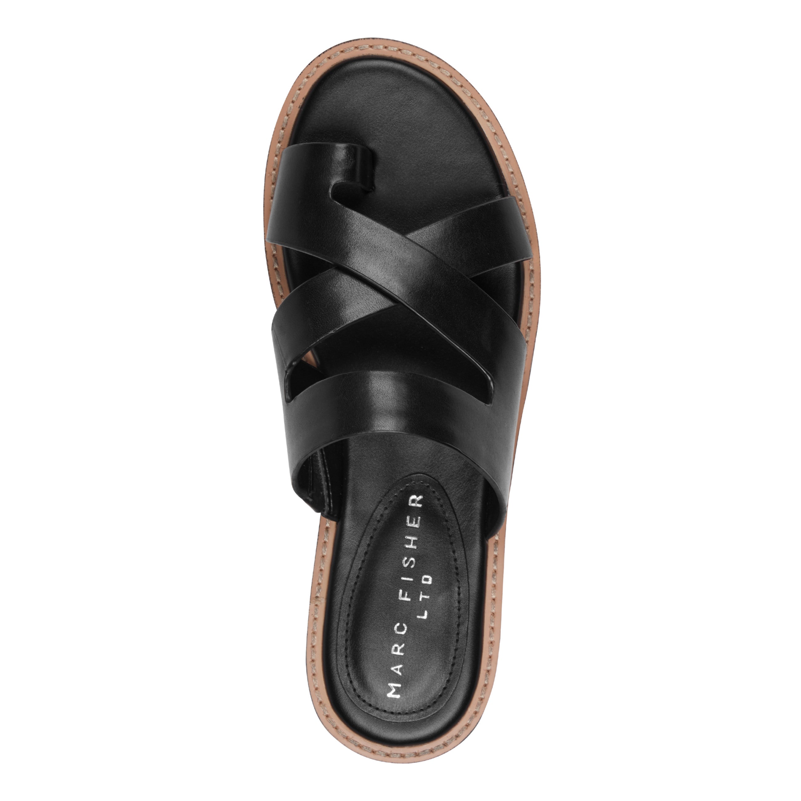 Genella Flat Leather Sandal - Black Leather / Marc Fisher For Sale