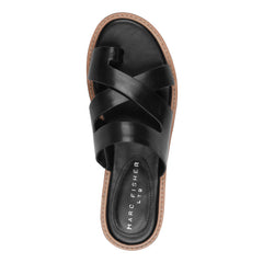 Genella Flat Leather Sandal - Black Leather / Marc Fisher For Sale