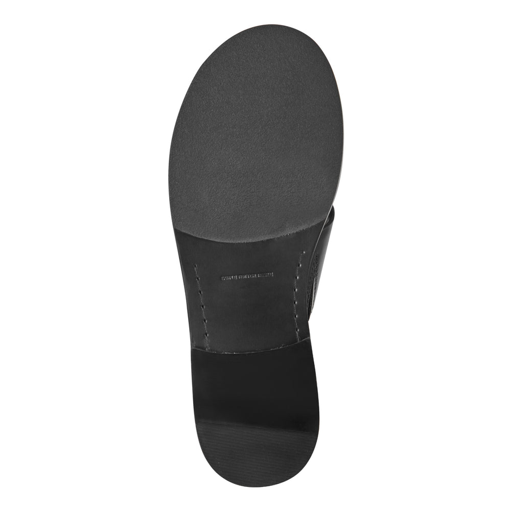 Genella Flat Leather Sandal - Black Leather / Marc Fisher For Sale