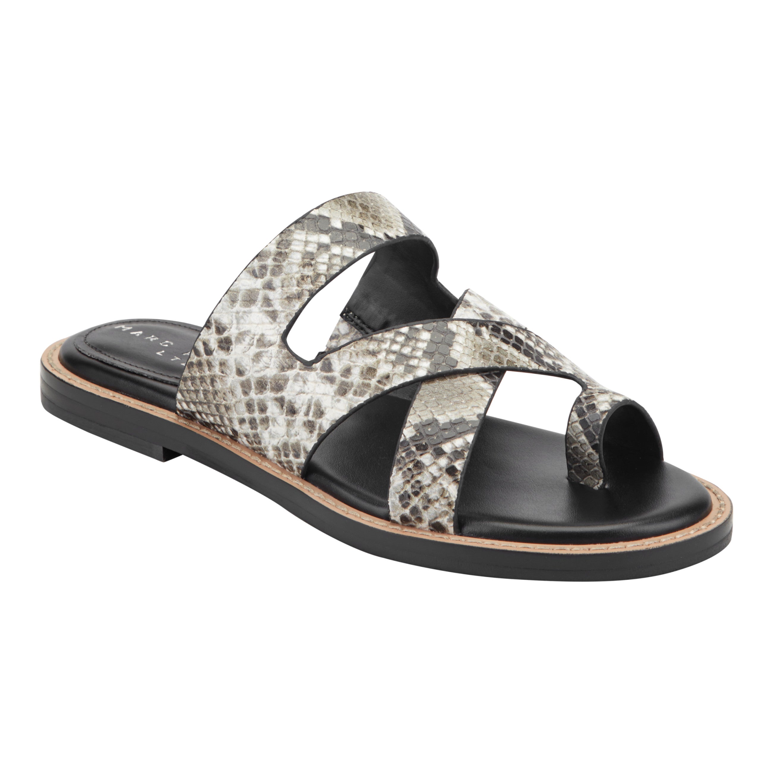 Genella Flat Leather Sandal - Snake Printed Leather / Marc Fisher Sale
