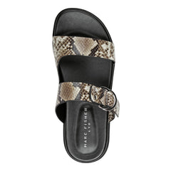 Gia Flat Leather Sandal - Snake Printed Leather / Marc Fisher US