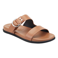 Gia Flat Leather Sandal - Natural Leather / Marc Fisher On Sale