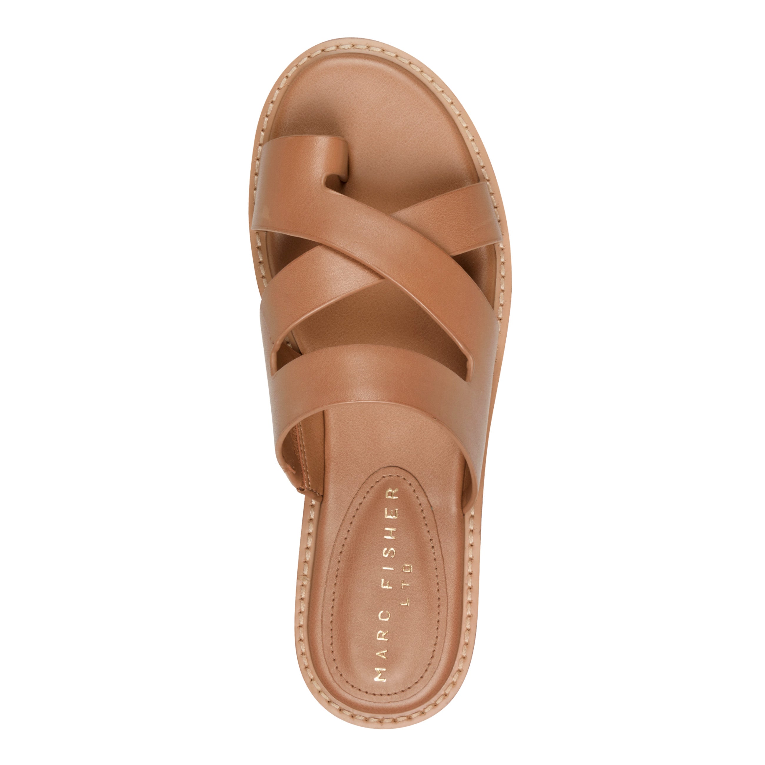 Genella Flat Leather Sandal - Natural Leather / Marc Fisher Discount