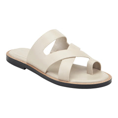 Genella Flat Leather Sandal - Cream Leather / Marc Fisher Online
