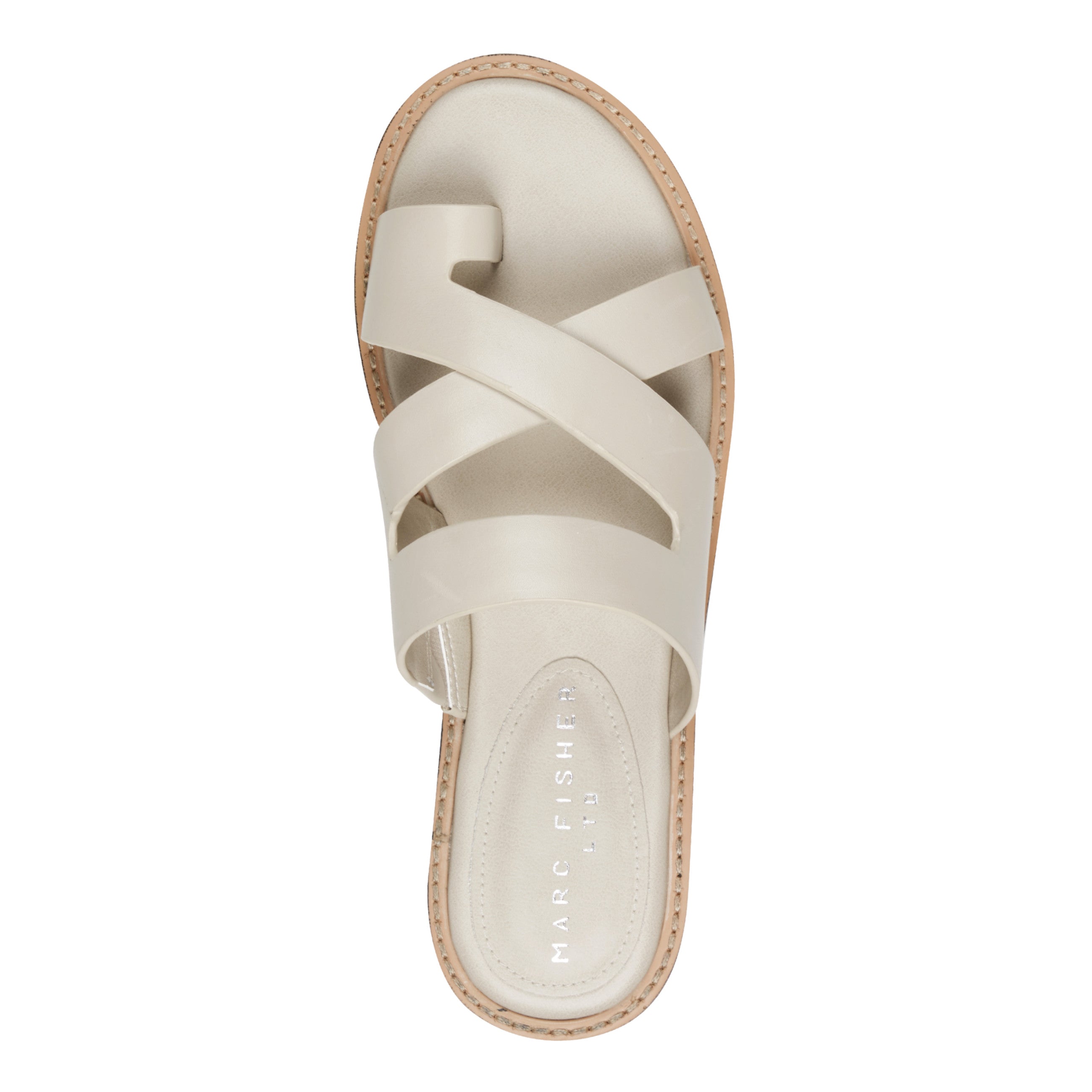Genella Flat Leather Sandal - Cream Leather / Marc Fisher Online