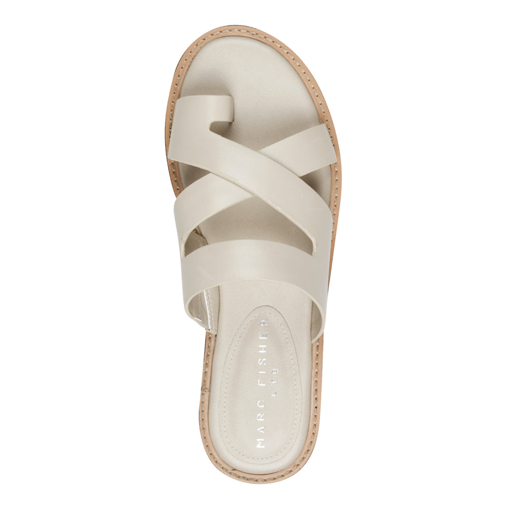 Genella Flat Leather Sandal - Cream Leather / Marc Fisher Online