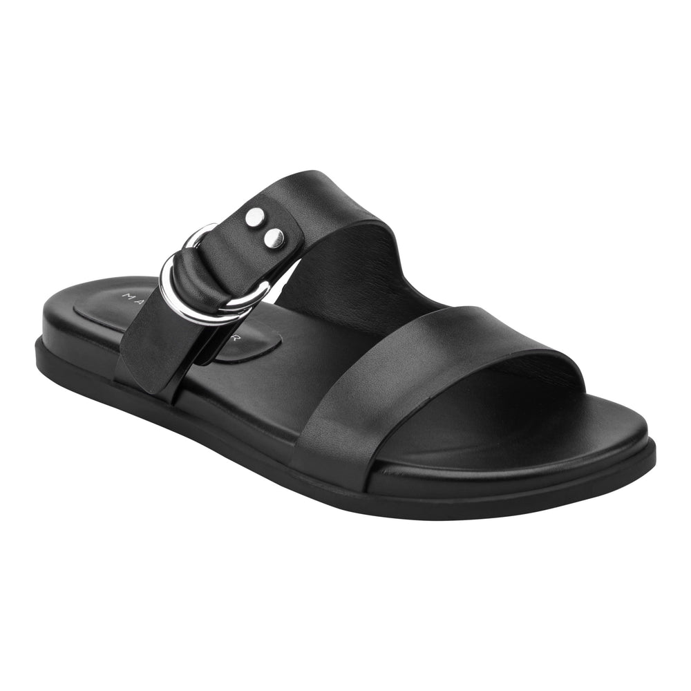Gia Flat Leather Sandal - Black Leather / Marc Fisher For Sale
