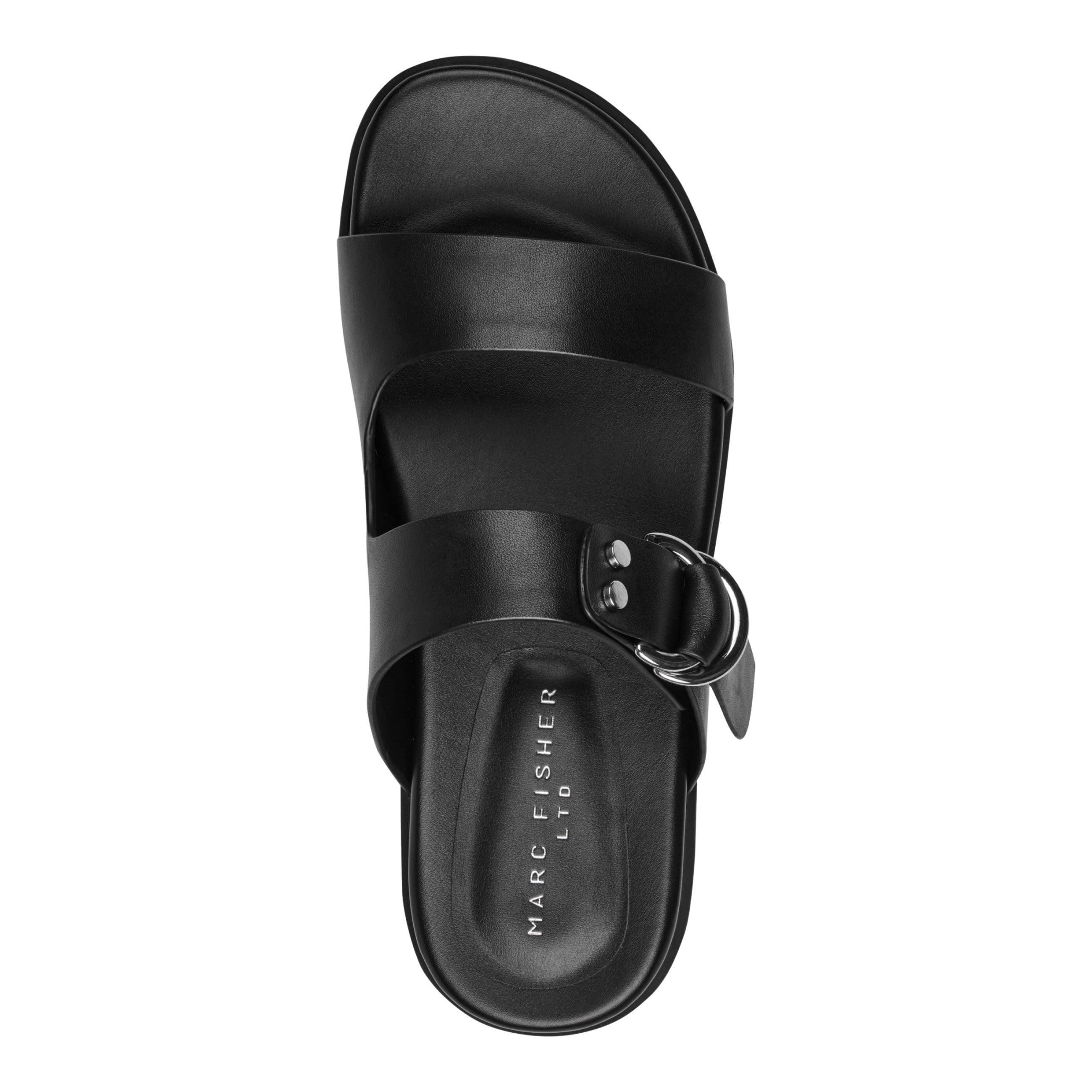 Gia Flat Leather Sandal - Black Leather / Marc Fisher For Sale