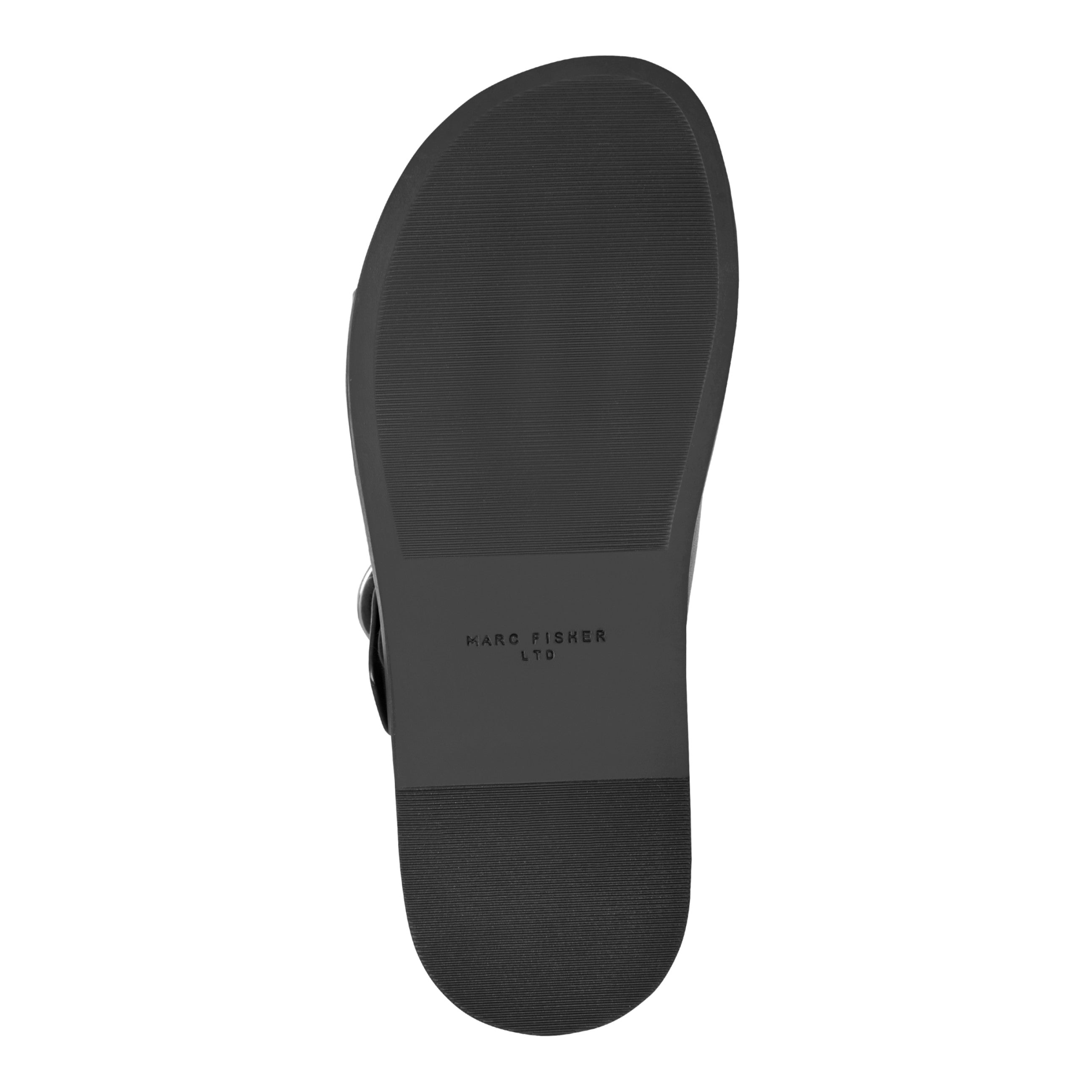 Gia Flat Leather Sandal - Black Leather / Marc Fisher For Sale