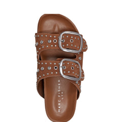 Sayge Studded Suede Footbed Sandal - Brown Suede / Marc Fisher Sale