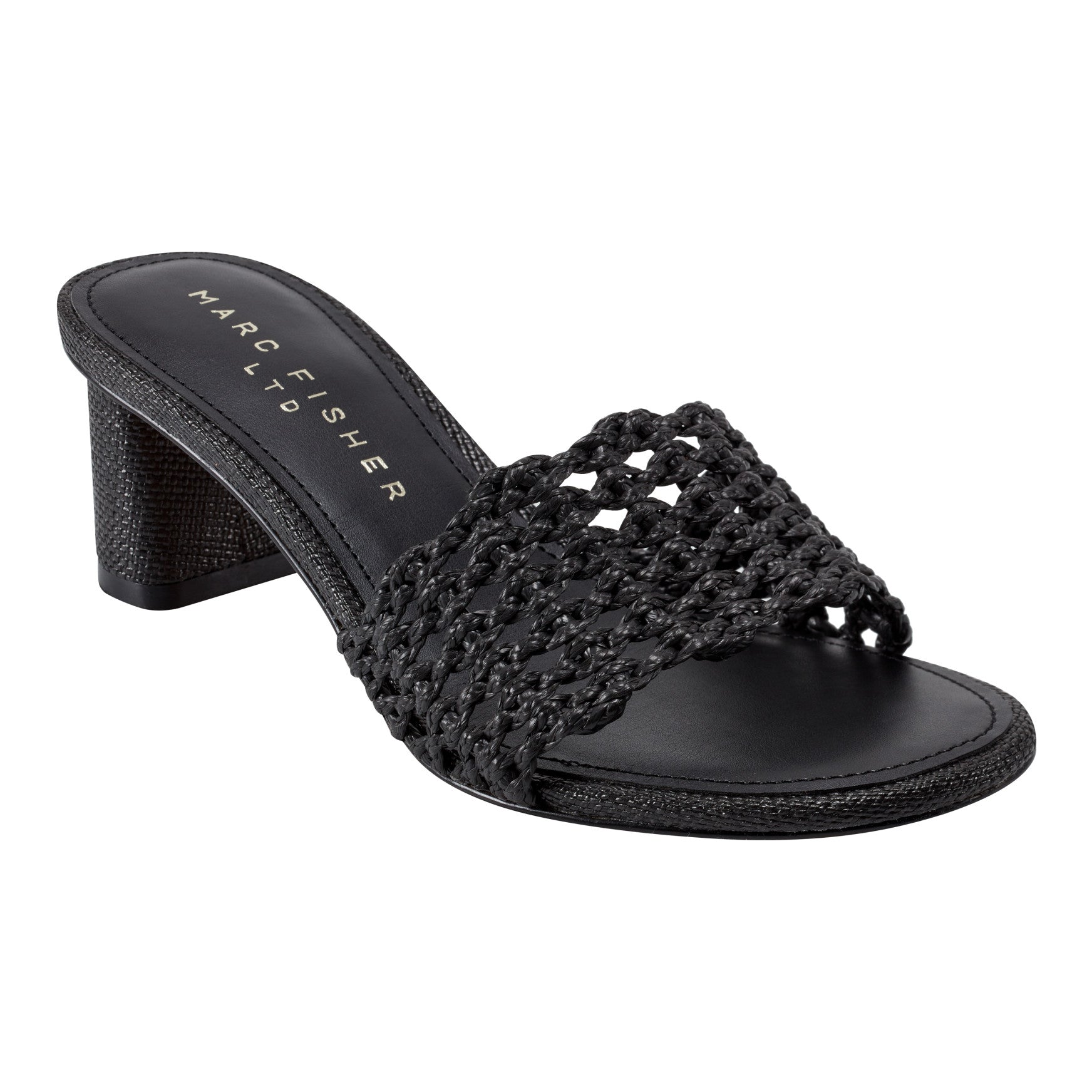 Jazmine Dress Slide Sandal - Black Raffia / Marc Fisher For Sale