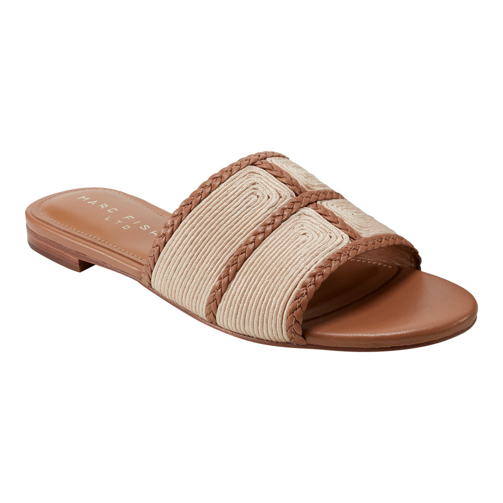 Zuri Flat Slide Sandal - Natural/Brown / Marc Fisher Online