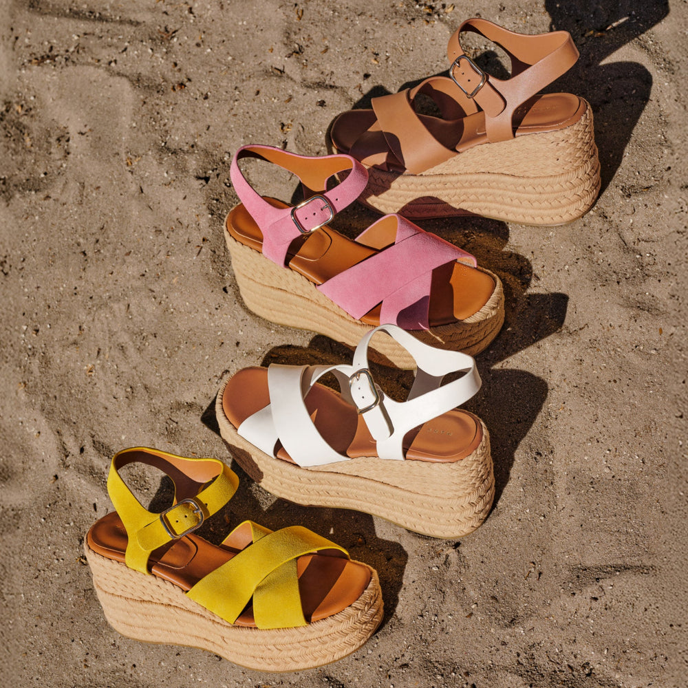 Pasion Espadrille Wedge Sandal - Yellow Suede / Marc Fisher US